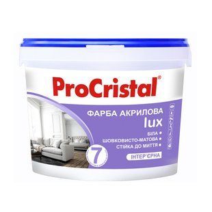 Фарба акрилова інтер&rsquo;єрна ProCristal Lux 7 IR-237 Шовковисто-матова Біла база &laquo;А&raquo; 10 л i00300952 фото